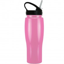 Pink with Black Lid 24 oz Contour Bike Bottle (Sport Sip Lid)